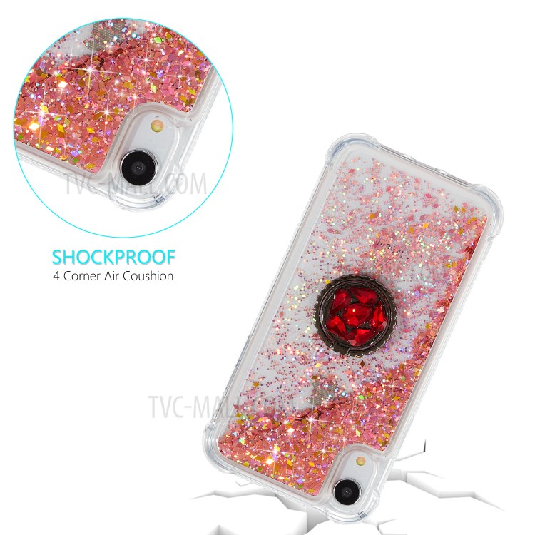 Glitter-Pulver Quicksand Strass-Dekor Kickstand TPU-Abdeckung Für IPhone XR 6,1 Zoll - Rot-3