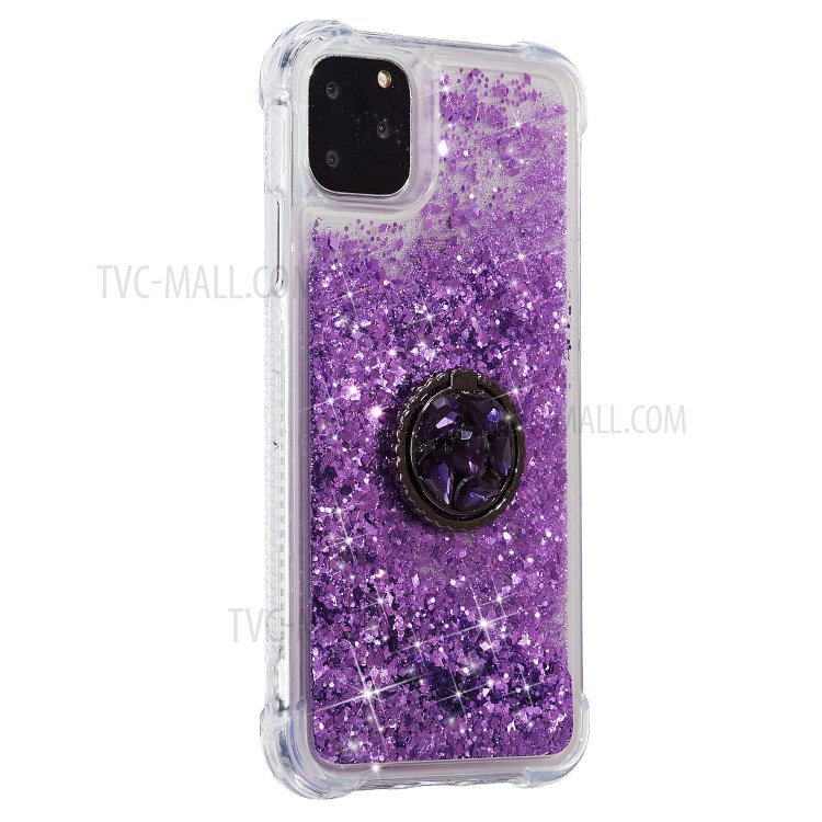 Glitter Powder Quicksand Rhinestone Decor Kickstand TPU Shell for iPhone 11 Pro 5.8 inch - Purple-2