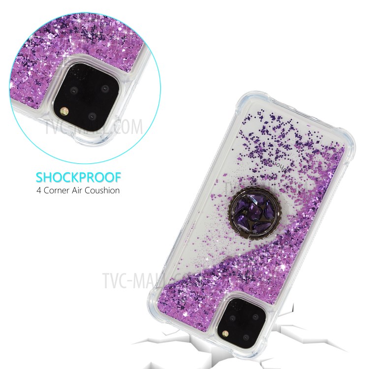 Glitter Powder Quicksand Rhinestone Decor Kickstand TPU Shell for iPhone 11 Pro 5.8 inch - Purple-3
