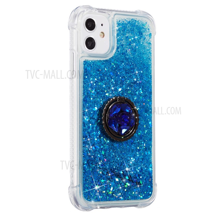 Glitter Powder Quicksand Rhinestone Decor Kickstand TPU Shell for iPhone 11 6.1 inch - Blue-2