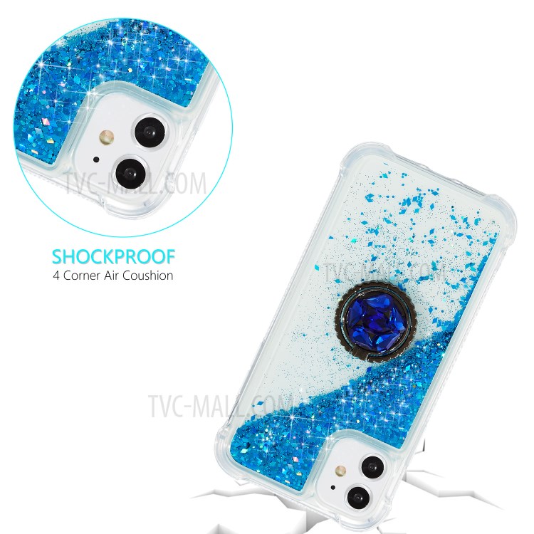 Glitter Powder Quicksand Rhinestone Decor Kickstand TPU Shell for iPhone 11 6.1 inch - Blue-3