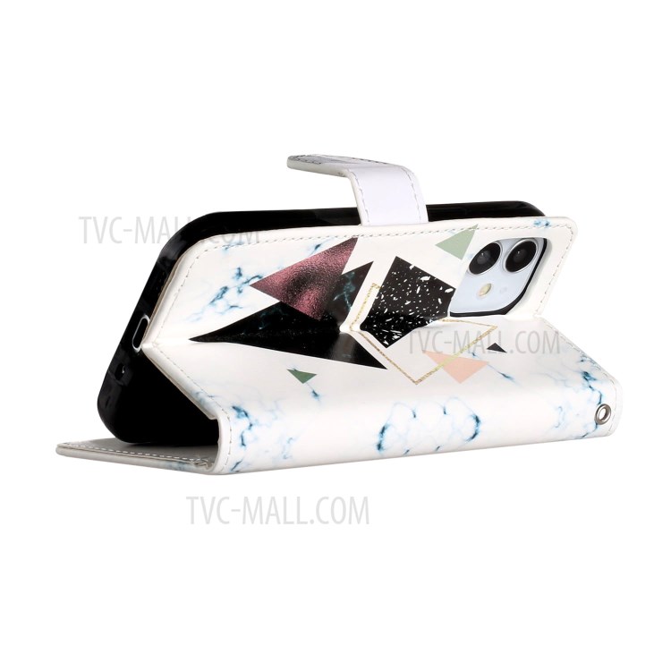 New Pattern Printing Leather Wallet Stand Phone Cover for iPhone 12 mini - Triangle Pattern-5