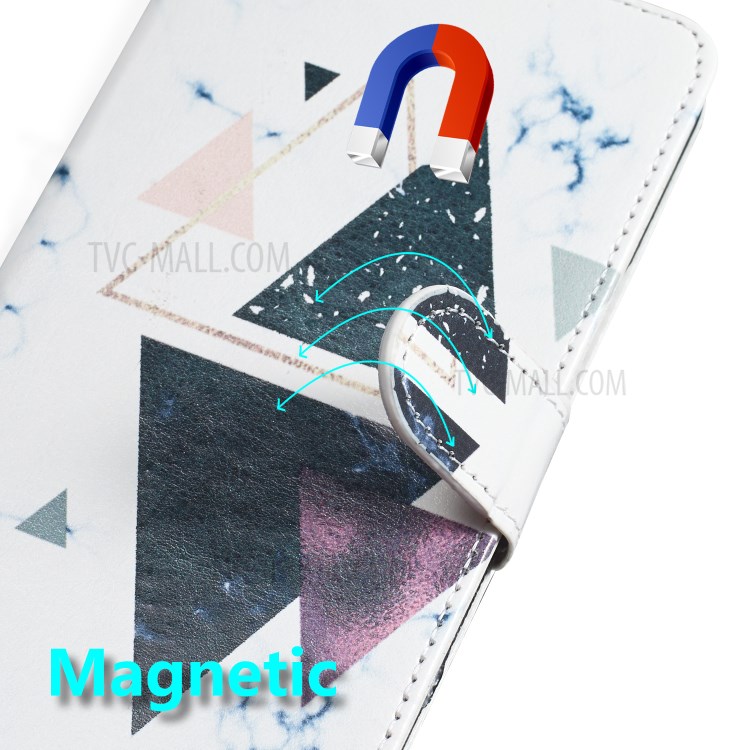New Pattern Printing Leather Wallet Stand Phone Cover for iPhone 12 mini - Triangle Pattern-8