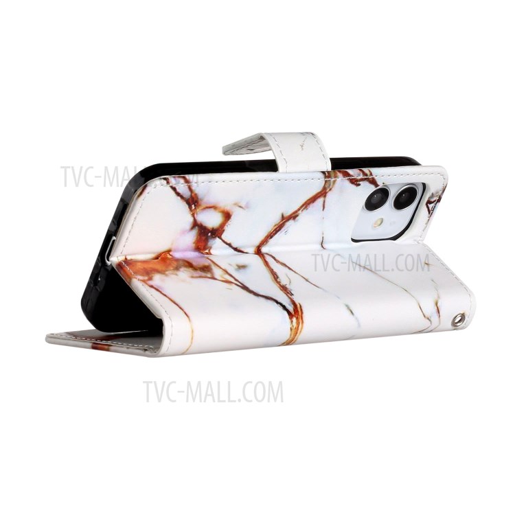 New Pattern Printing Leather Wallet Stand Phone Cover for iPhone 12 mini - Stone Grain-5