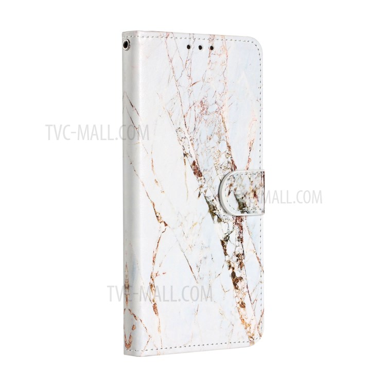 New Pattern Printing Leather Wallet Stand Phone Cover for iPhone 12 mini - Brown Marble Grain-3