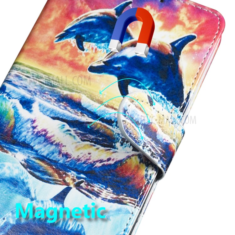 New Pattern Printing Leather Wallet Stand Phone Cover for iPhone 12 mini - Dolphin-8