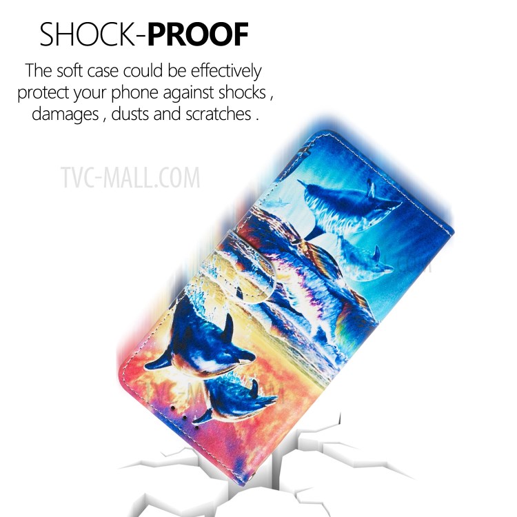 New Pattern Printing Leather Wallet Stand Phone Cover for iPhone 12 mini - Dolphin-9