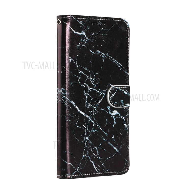 New Pattern Printing Leather Wallet Stand Phone Cover for iPhone 12 mini - Black Marble Grain-3