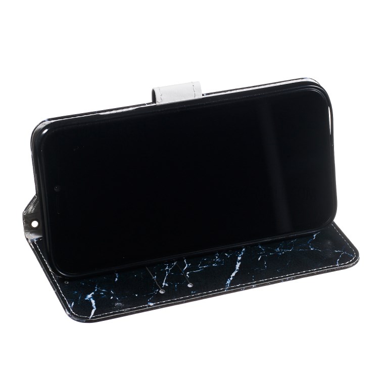 New Pattern Printing Leather Wallet Stand Phone Cover for iPhone 12 mini - Black Marble Grain-8