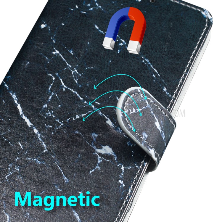 New Pattern Printing Leather Wallet Stand Phone Cover for iPhone 12 mini - Black Marble Grain-9