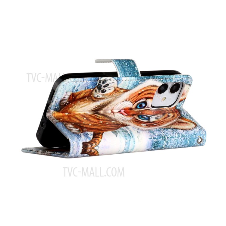 New Pattern Printing Leather Wallet Stand Phone Cover for iPhone 12 Pro/12 Max 6.1 inch - Little Tiger-5