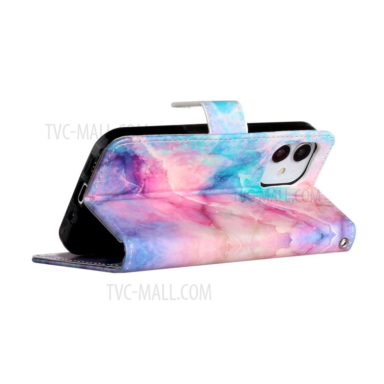 New Pattern Printing Leather Wallet Stand Phone Cover for iPhone 12 Pro/12 - Color Marble Grain-5