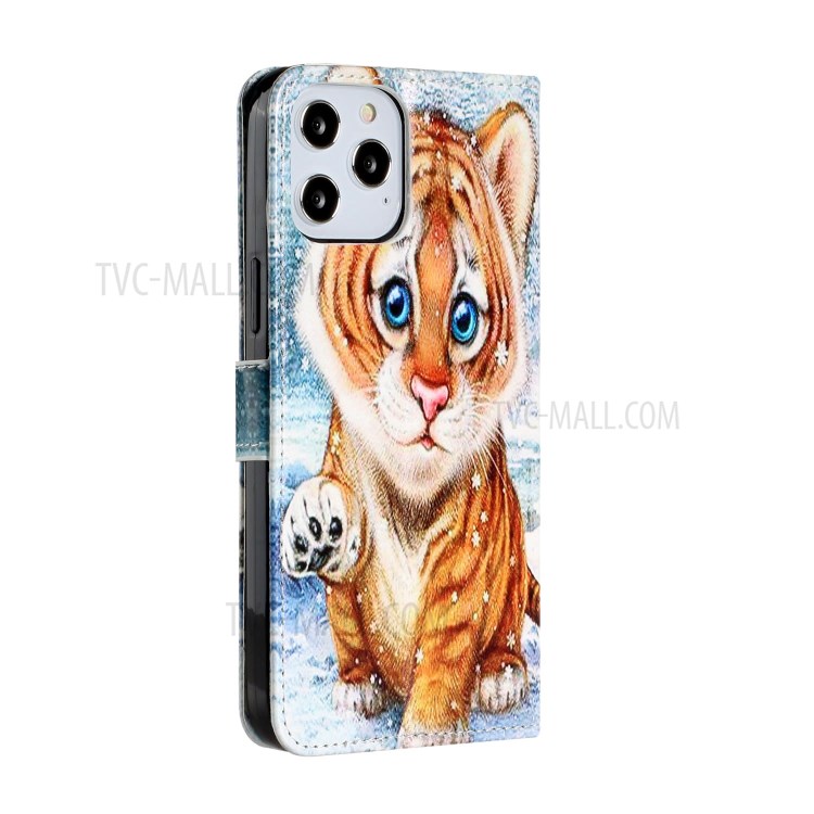 New Pattern Printing Leather Protector Wallet Stand Phone Case for iPhone 12 Pro Max 6.7 inch - Little Tiger-3