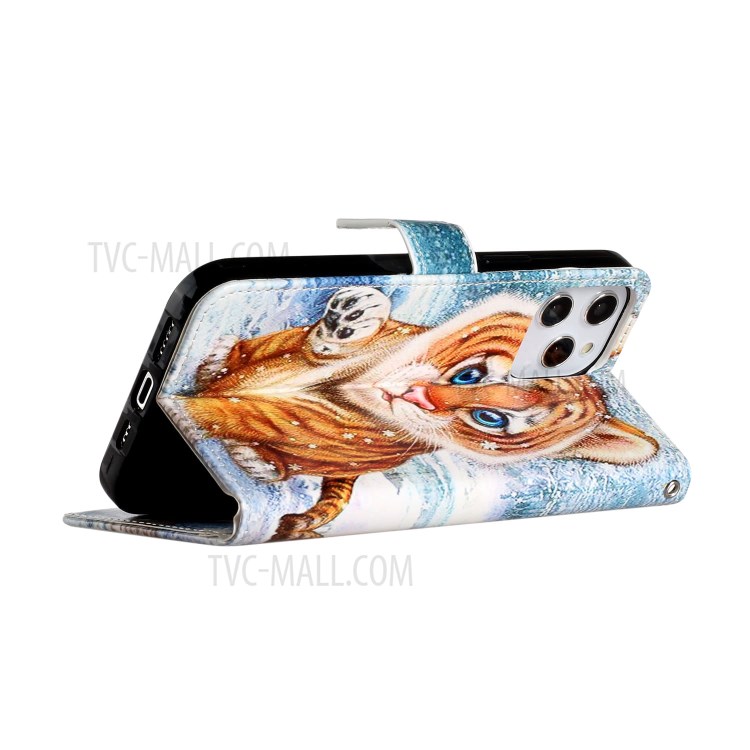 New Pattern Printing Leather Protector Wallet Stand Phone Case for iPhone 12 Pro Max 6.7 inch - Little Tiger-4