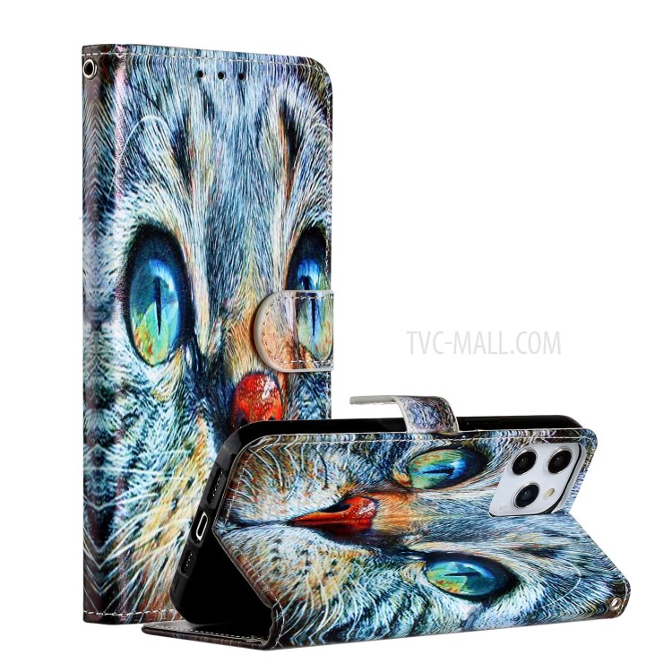 New Pattern Printing Leather Protector Wallet Stand Phone Case for iPhone 12 Pro Max 6.7 inch - Oil Painting-1