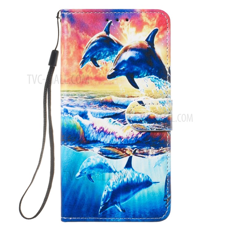 New Pattern Printing Leather Protector Wallet Stand Phone Case for iPhone 12 Pro Max 6.7 inch - Dolphin-5