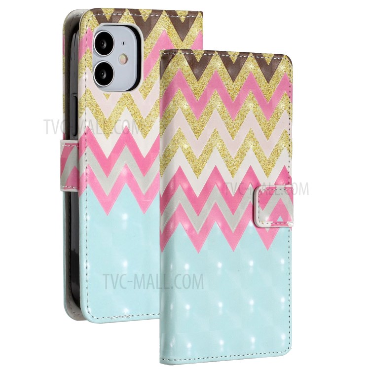 Light Spot Decor Patterned Leather Wallet Stylish Case for iPhone 12 Max/12 Pro 6.1 inch - Twill-2