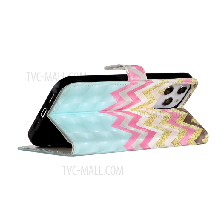 Light Spot Decor Patterned Leather Wallet Stylish Case for iPhone 12 Pro/12 - Twill-5