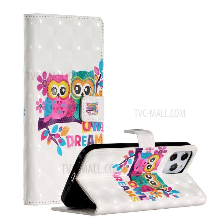 Light Spot Decor Patterned Leather Wallet Stylish Case for iPhone 12 Pro/12 - Owls-1