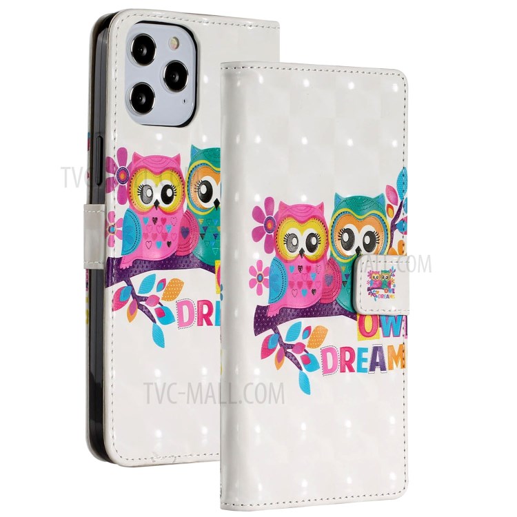 Light Spot Decor Patterned Leather Wallet Stylish Case for iPhone 12 Pro/12 - Owls-2