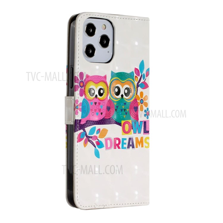 Light Spot Decor Patterned Leather Wallet Stylish Case for iPhone 12 Pro/12 - Owls-4
