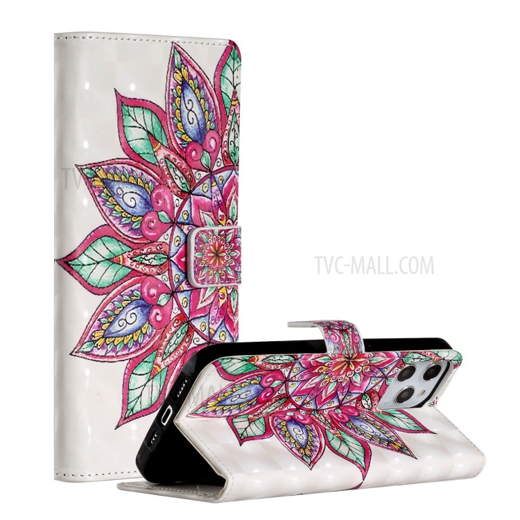Light Spot Decor Patterned Leather Wallet Stylish Case for iPhone 12 Pro/12 - Colorful Flower-1