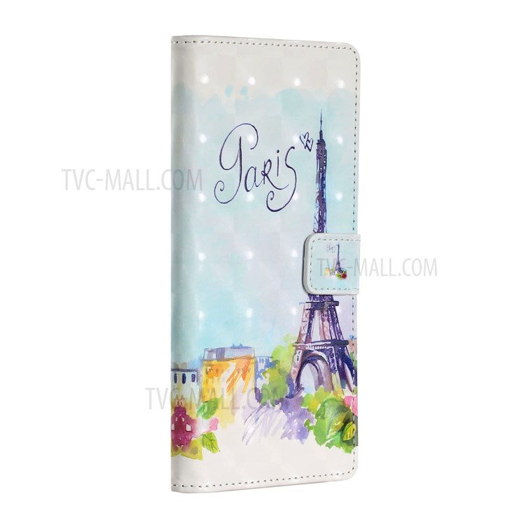 Light Spot Decor Patterned Phone Cover Wallet Leather Case for iPhone 12 Pro Max 6.7 inch - Eiffel Tower-3