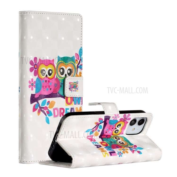 Light Spot Decor Patterned Phone Cover Wallet Leather Case for iPhone 12 Pro Max 6.7 inch - Owls-1