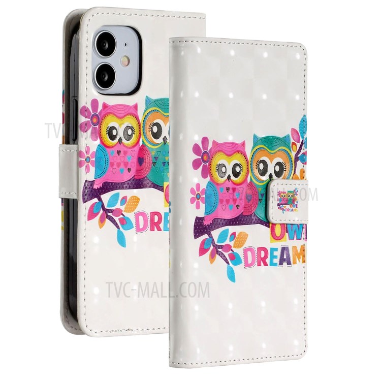 Light Spot Decor Patterned Phone Cover Wallet Leather Case for iPhone 12 Pro Max 6.7 inch - Owls-2