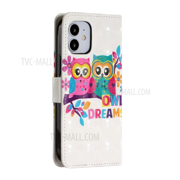 Light Spot Decor Patterned Phone Cover Wallet Leather Case for iPhone 12 Pro Max 6.7 inch - Owls-4