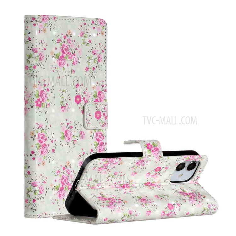 Light Spot Decor Patterned Phone Cover Wallet Leather Case for iPhone 12 Pro Max 6.7 inch - Vivid Flowers-1