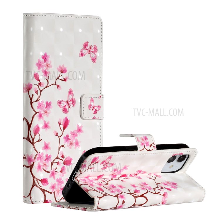Light Spot Decor Patterned Phone Cover Wallet Leather Case for iPhone 12 Pro Max 6.7 inch - Butterfly Flower-1