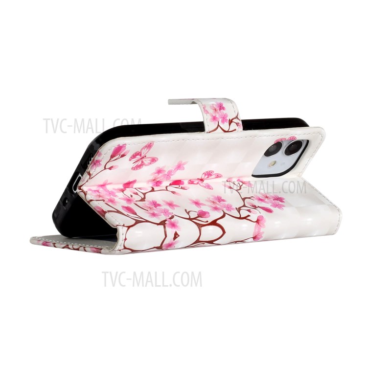 Light Spot Decor Patterned Phone Cover Wallet Leather Case for iPhone 12 Pro Max 6.7 inch - Butterfly Flower-5
