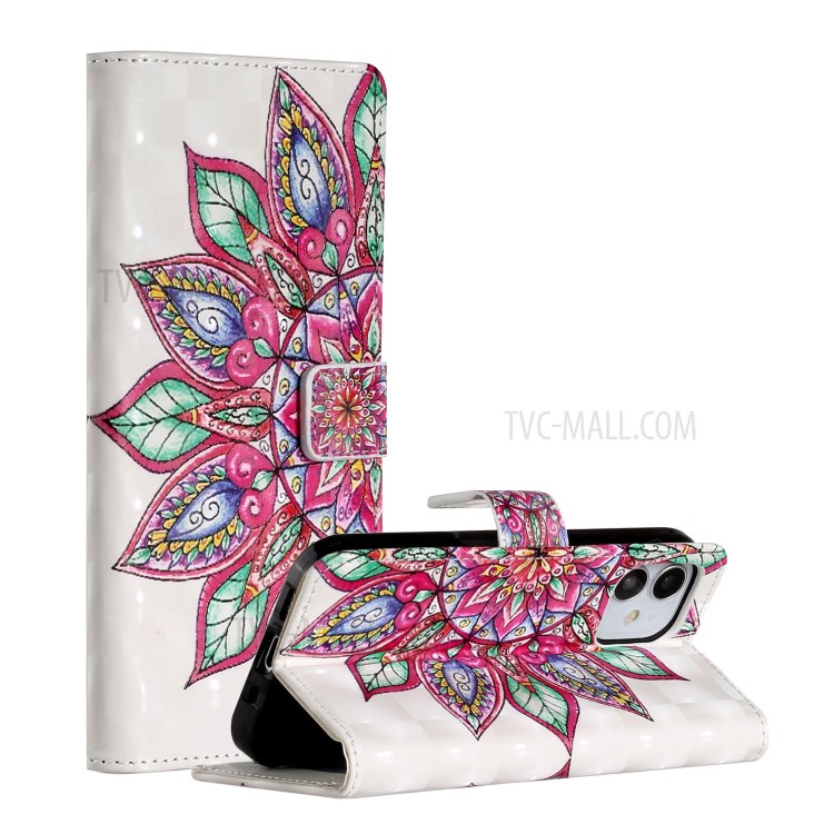 Light Spot Decor Patterned Phone Cover Wallet Leather Case for iPhone 12 Pro Max 6.7 inch - Colorful Flower-1
