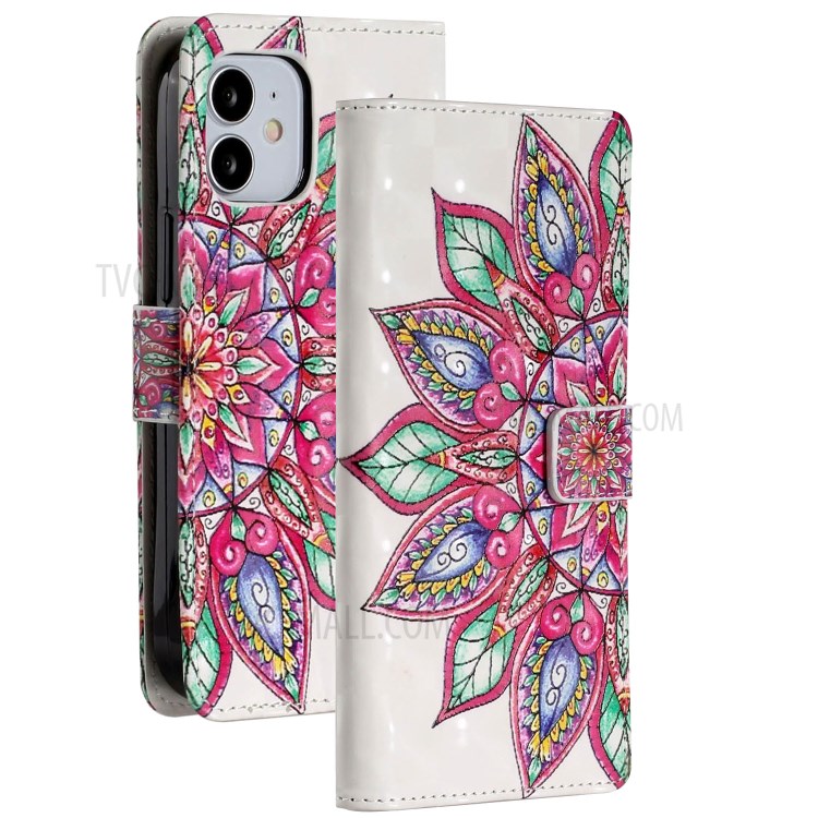 Light Spot Decor Patterned Phone Cover Wallet Leather Case for iPhone 12 Pro Max 6.7 inch - Colorful Flower-2