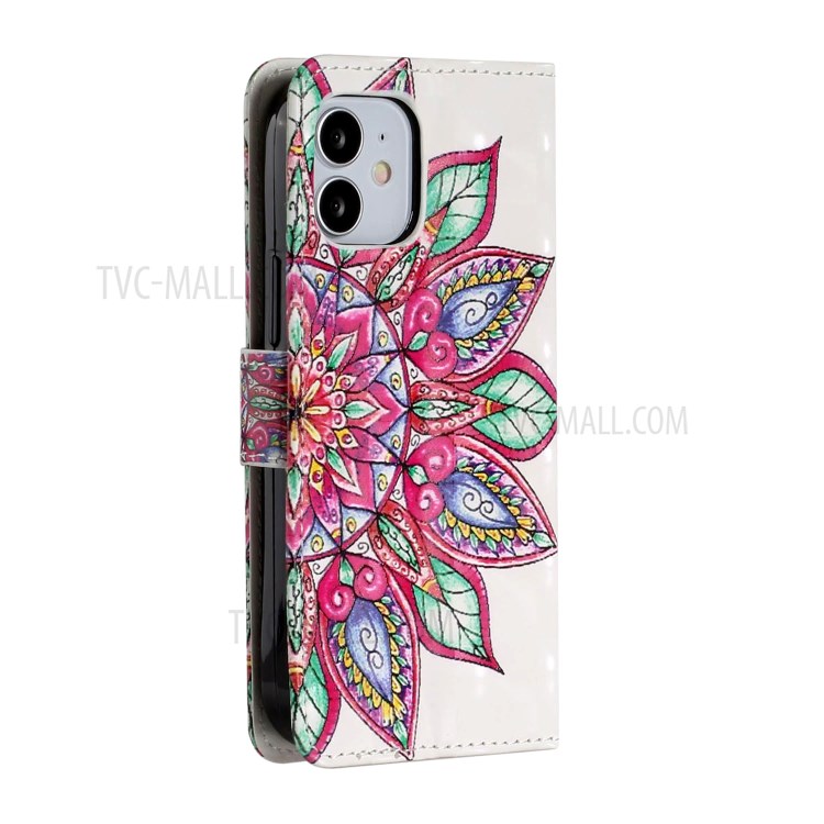 Light Spot Decor Patterned Phone Cover Wallet Leather Case for iPhone 12 Pro Max 6.7 inch - Colorful Flower-4