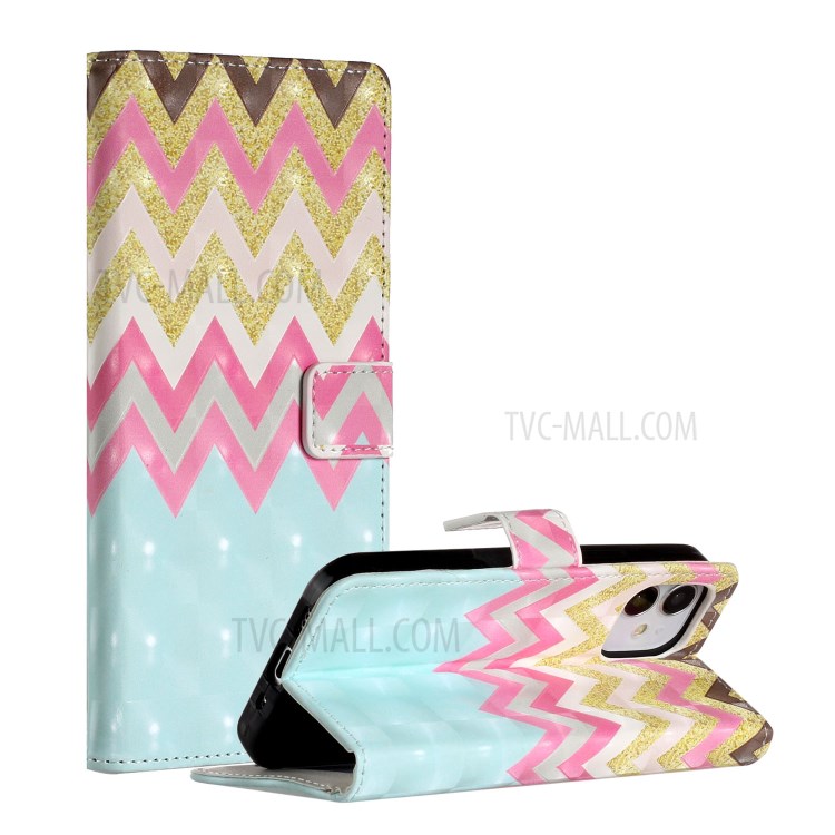 Light Spot Decor Patterned Phone Cover Wallet Leather Case for iPhone 12 Pro Max 6.7 inch - Twill-1