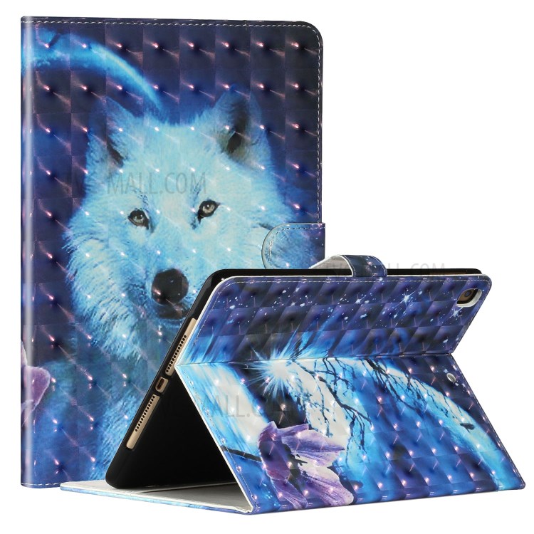 Light Spot Decor Pattern Printing Smart Leather Stand Protective Case for iPad 10.2 (2019) - White Wolf-1