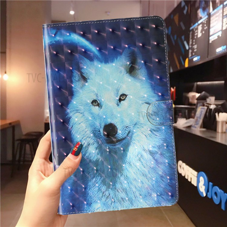 Light Spot Decor Pattern Printing Smart Leather Stand Protective Case for iPad 10.2 (2019) - White Wolf-8