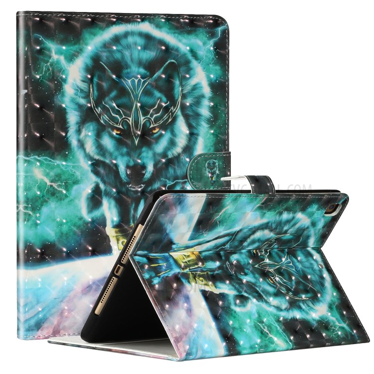 Light Spot Decor Pattern Printing Smart Leather Stand Protective Case for iPad 10.2 (2019) - Wolf-1