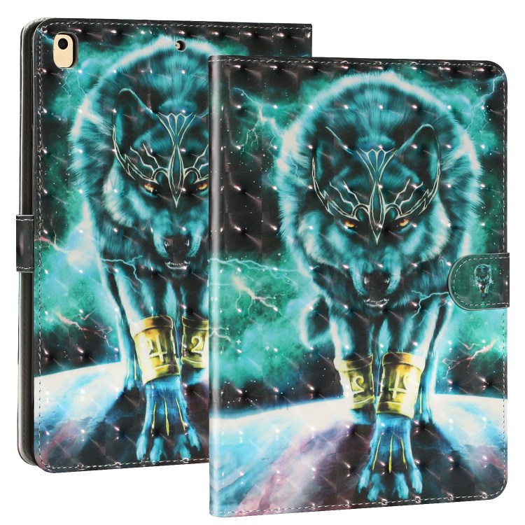 Light Spot Decor Pattern Printing Smart Leather Stand Protective Case for iPad 10.2 (2019) - Wolf-2