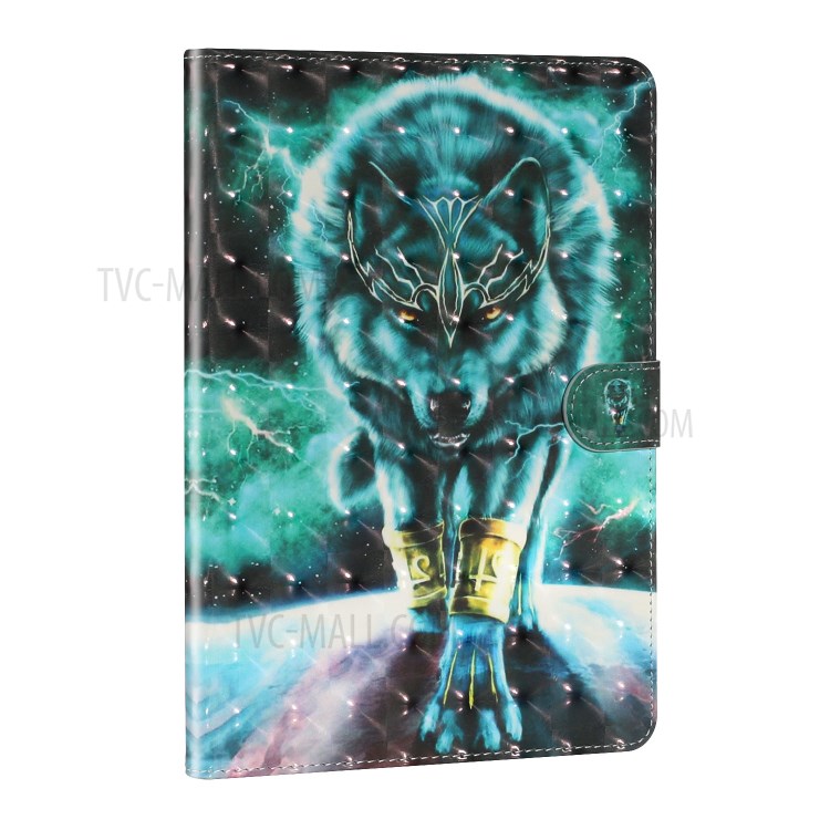 Light Spot Decor Pattern Printing Smart Leather Stand Protective Case for iPad 10.2 (2019) - Wolf-4