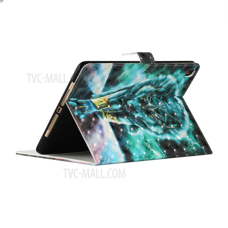 Light Spot Decor Pattern Printing Smart Leather Stand Protective Case for iPad 10.2 (2019) - Wolf-6