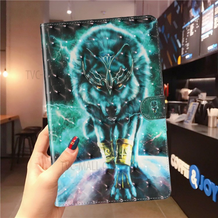 Light Spot Decor Pattern Printing Smart Leather Stand Protective Case for iPad 10.2 (2019) - Wolf-8