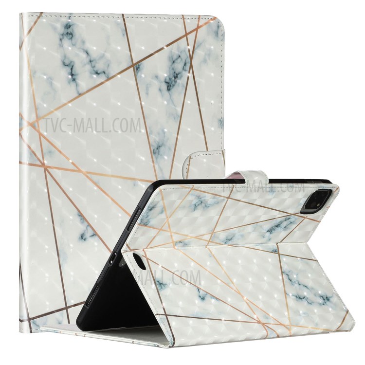 Light Spot Decor Pattern Printing Smart Leather Stand Protective Cover for iPad Pro 11-inch (2020)/(2018) - Marble Grain and Line-1