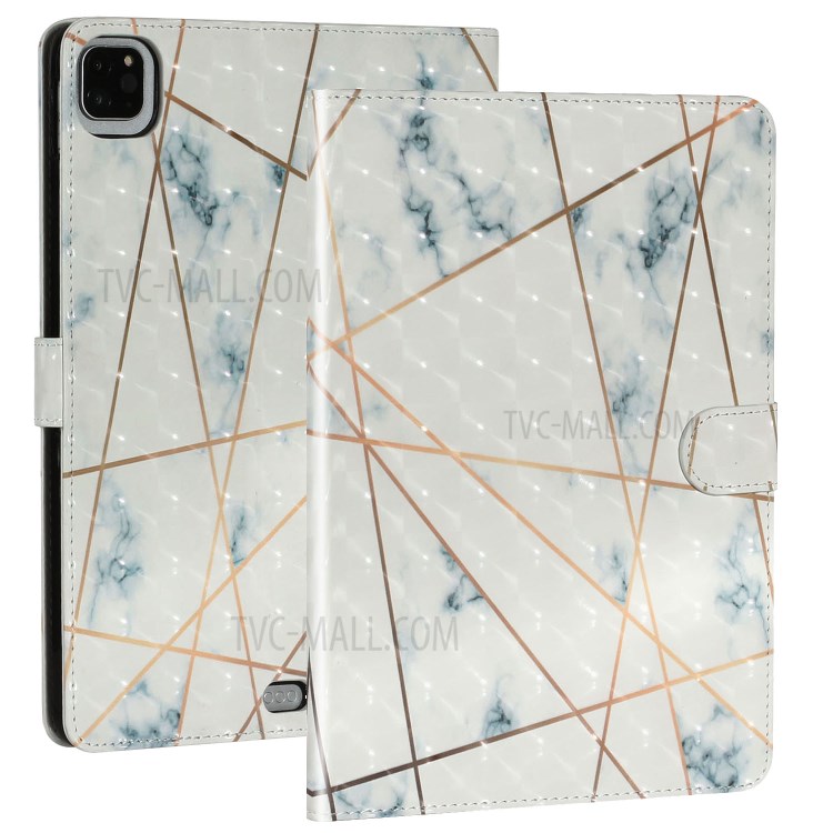 Light Spot Decor Pattern Printing Smart Leather Stand Protective Cover for iPad Pro 11-inch (2020)/(2018) - Marble Grain and Line-2