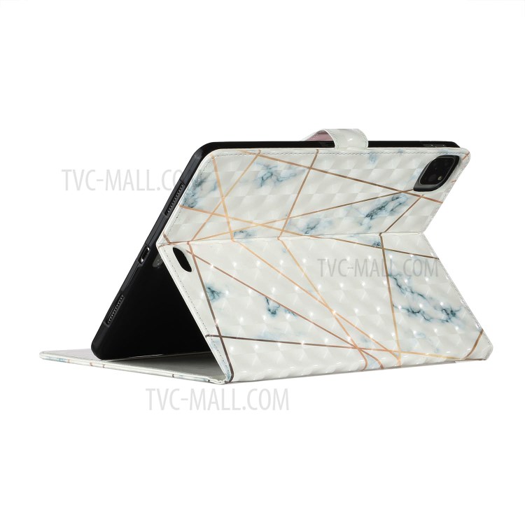 Light Spot Decor Pattern Printing Smart Leather Stand Protective Cover for iPad Pro 11-inch (2020)/(2018) - Marble Grain and Line-6