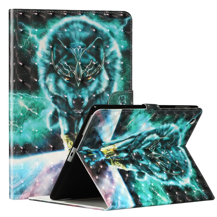 Light Spot Decor Pattern Printing Leather Shell Stand Tablet Case for iPad 4/3/2 - Wolf-1