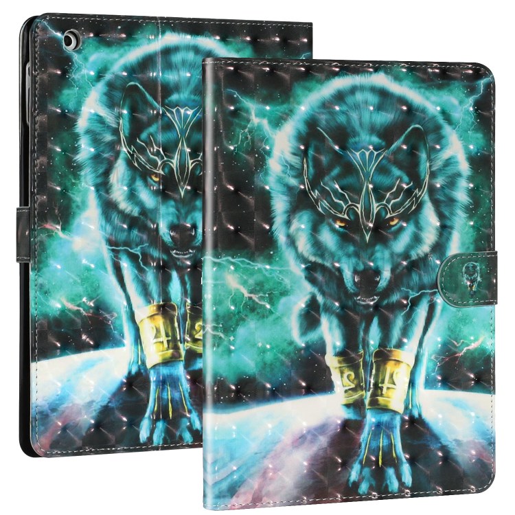 Light Spot Decor Pattern Printing Leather Shell Stand Tablet Case for iPad 4/3/2 - Wolf-2