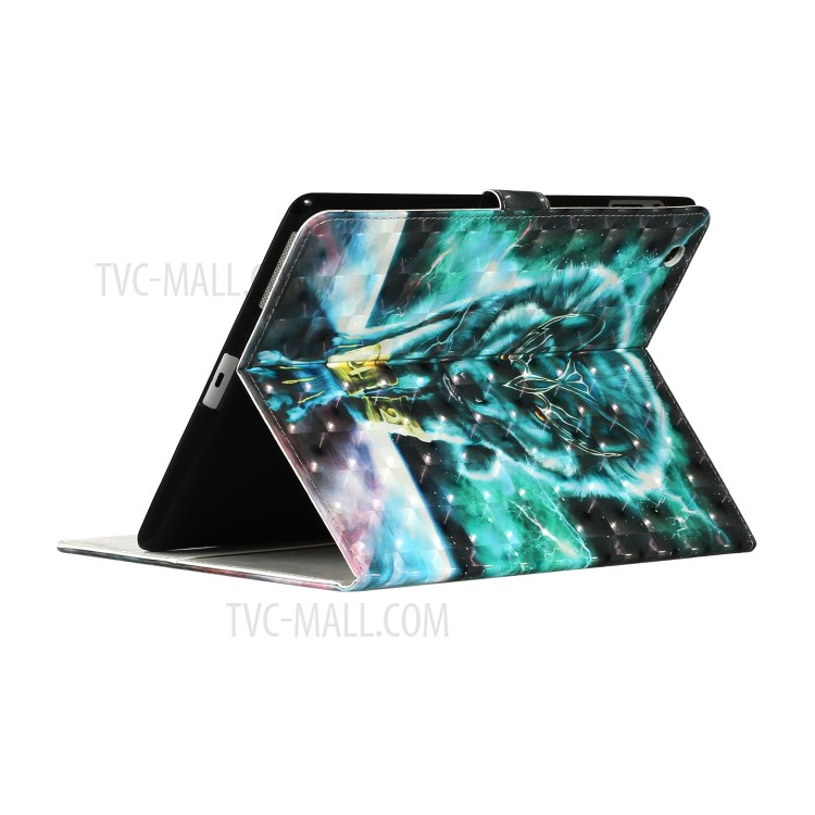 Light Spot Decor Pattern Printing Leather Shell Stand Tablet Case for iPad 4/3/2 - Wolf-6